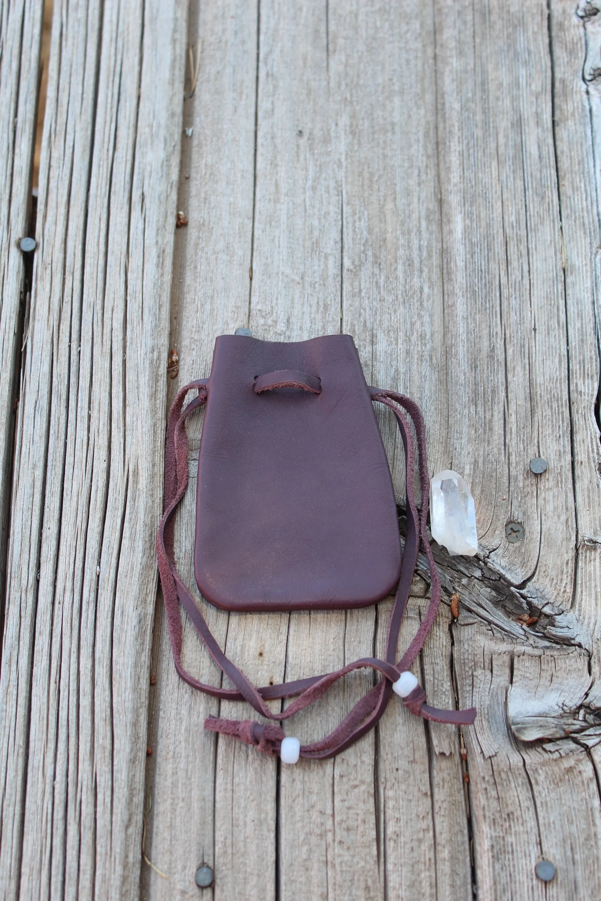 Burgundy leather medicine bag, ready to ship, leather pouch