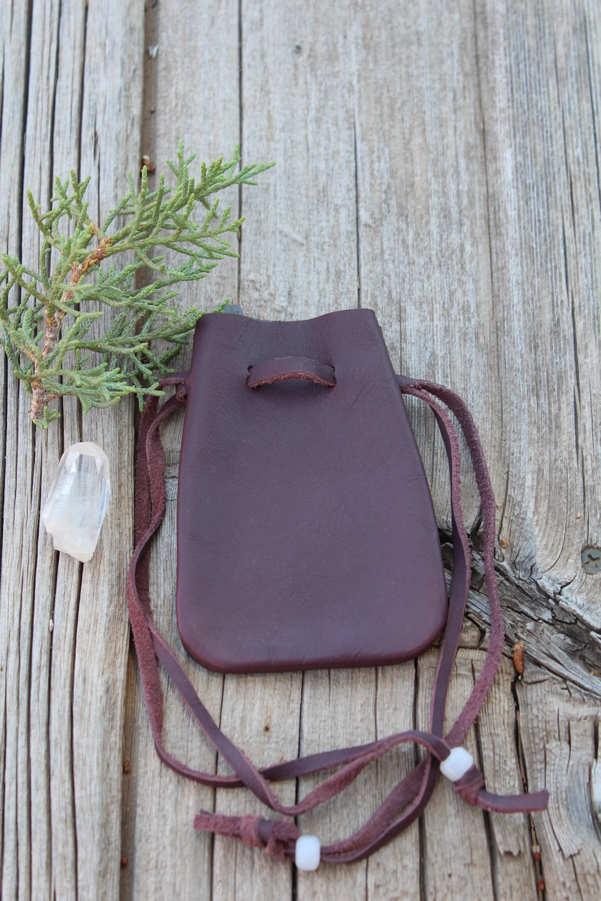 Burgundy leather medicine bag, ready to ship, leather pouch