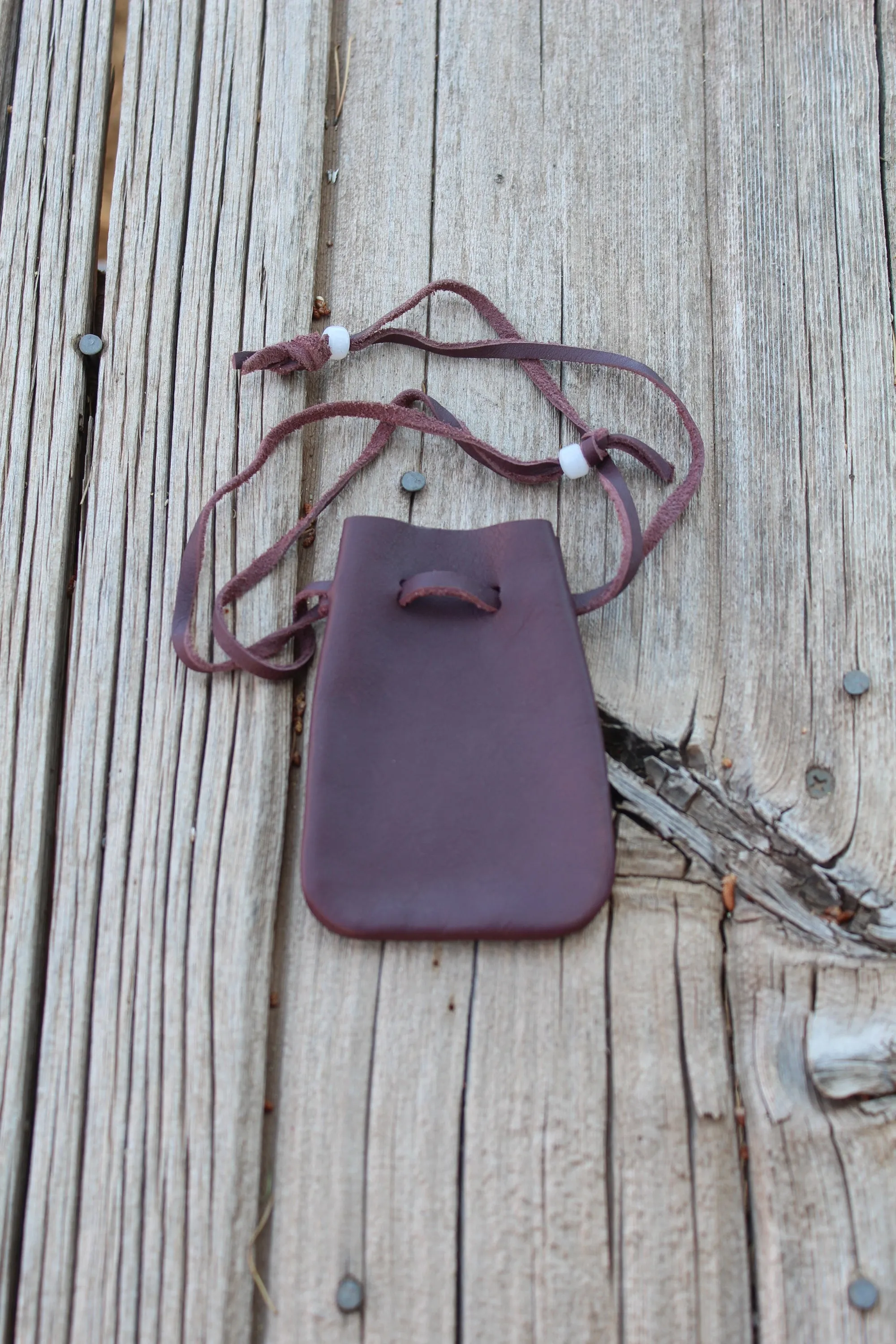 Burgundy leather medicine bag, ready to ship, leather pouch