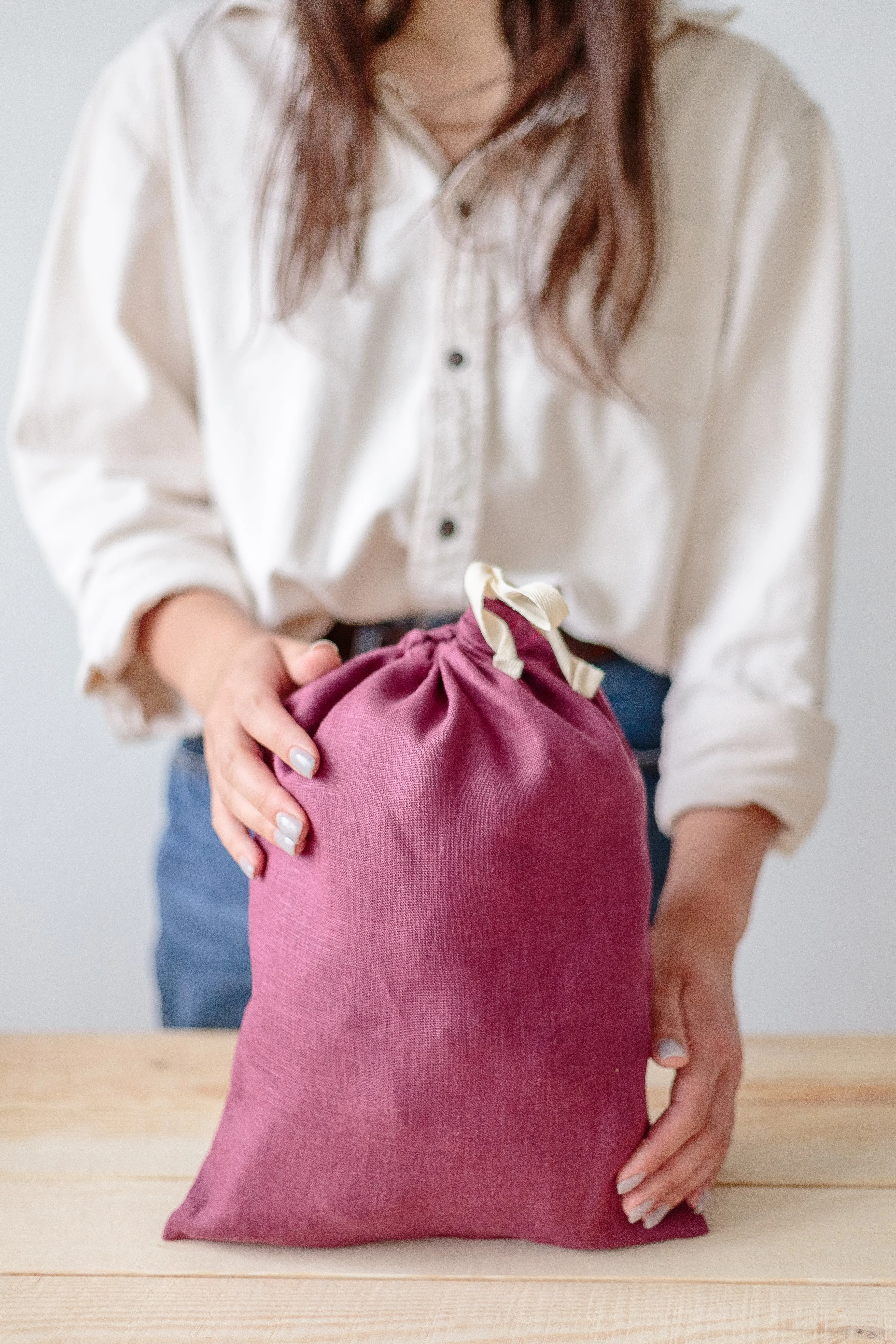 Cherry Linen Storage Bag