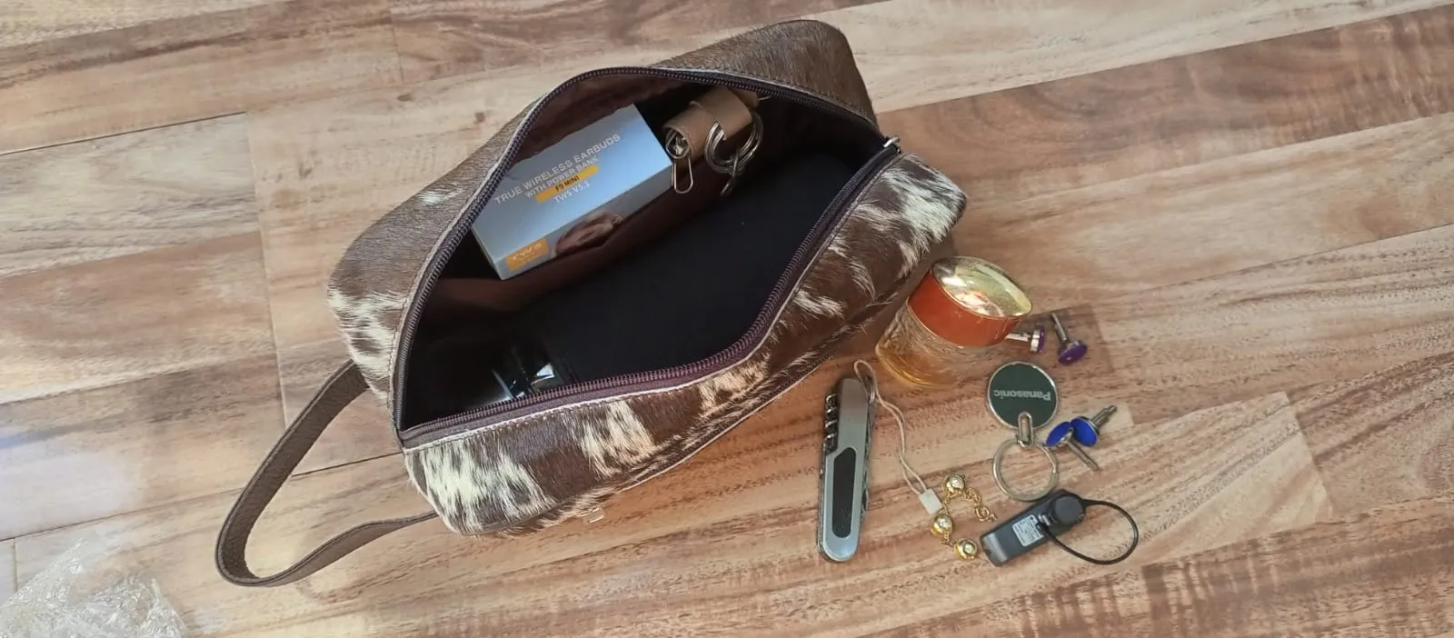 Dopp Kit Men | Cowhide Travel Toiletry Bag For Men | Brown Shaving Kit