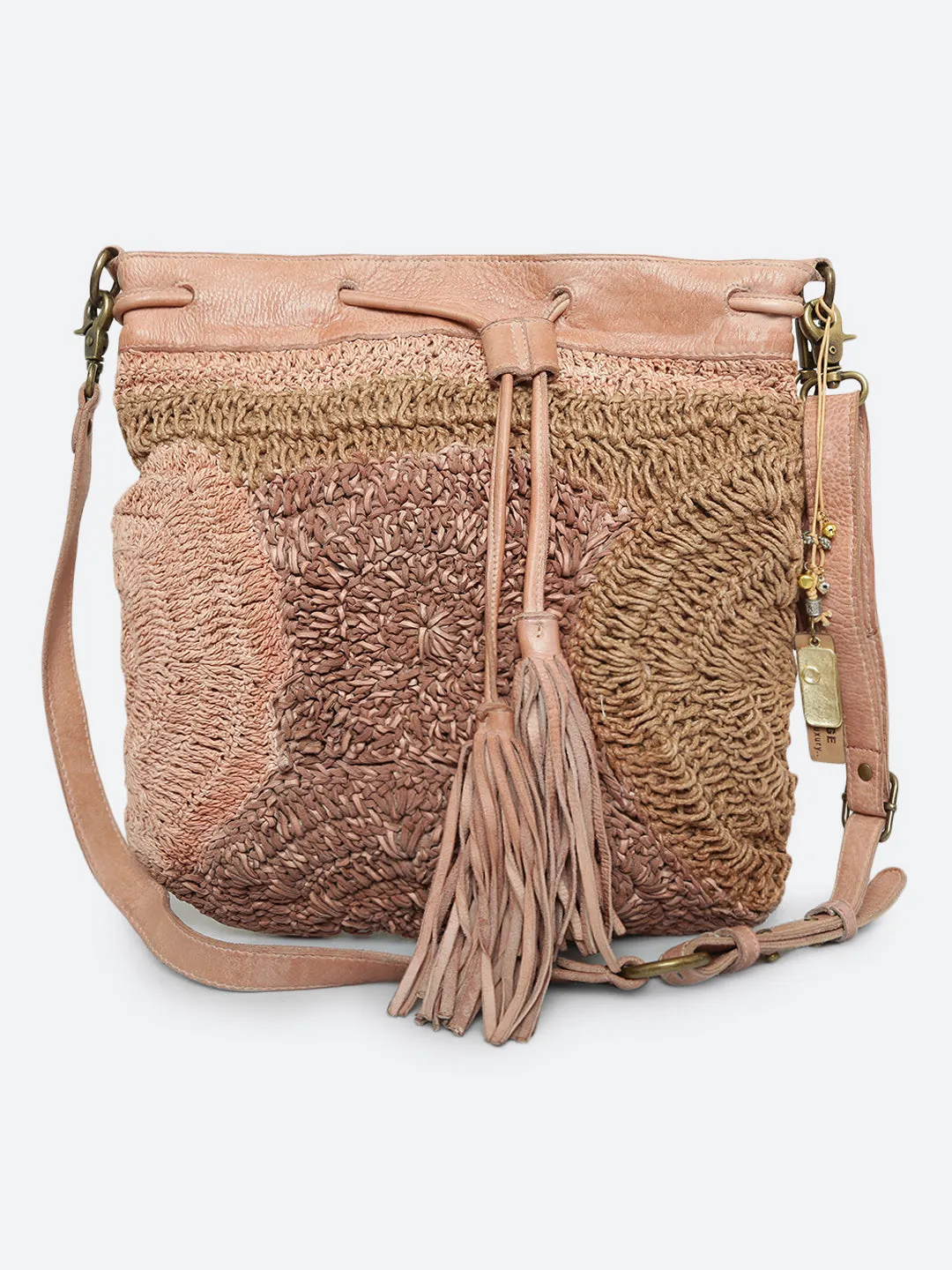 Genuine Blush Leather Bucket Bag