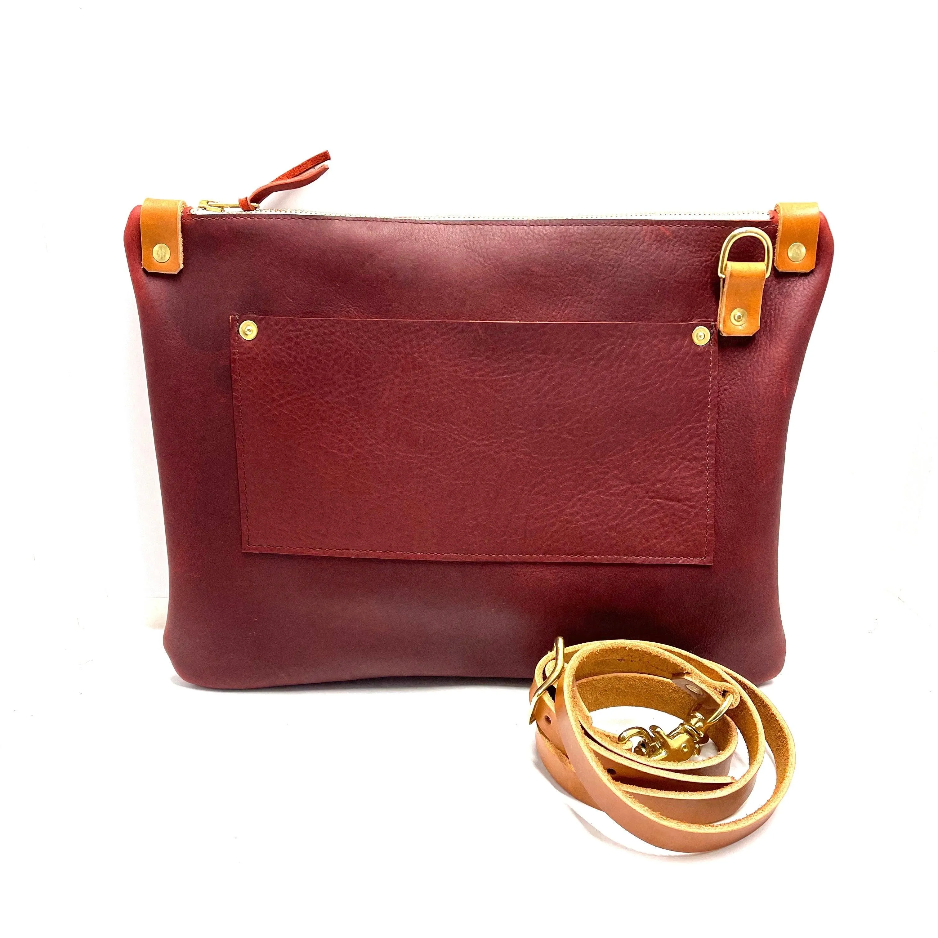 Leather Messenger Bag in Merlot