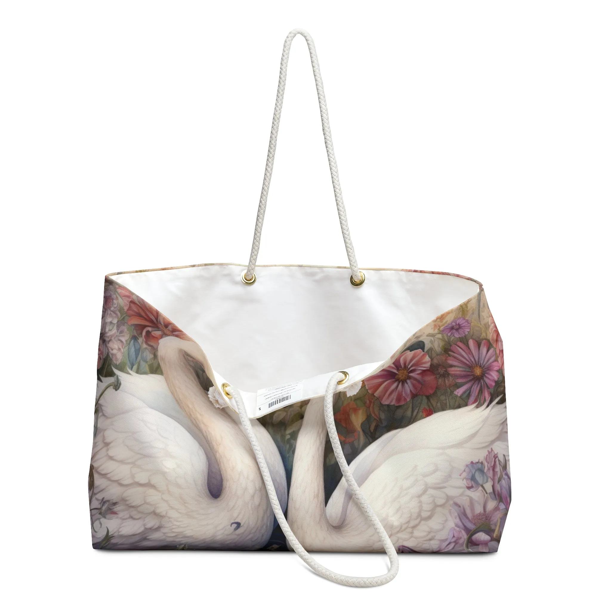 Personalised/Non-Personalised Weekender Bag, Swan, Large Weekender Bag, Beach Bag, Book Bag