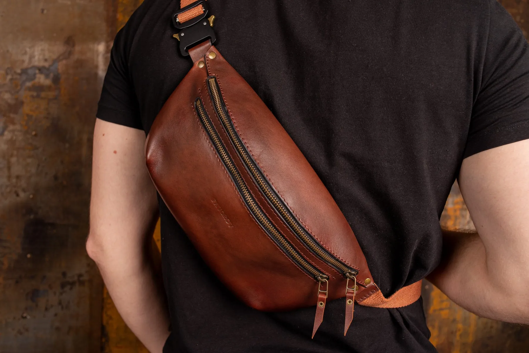 Personalized men shoulder bag, Brown leather belt bag, men’s leather bag, waist bag, crossbody bag, fanny bag, full grain leather bag