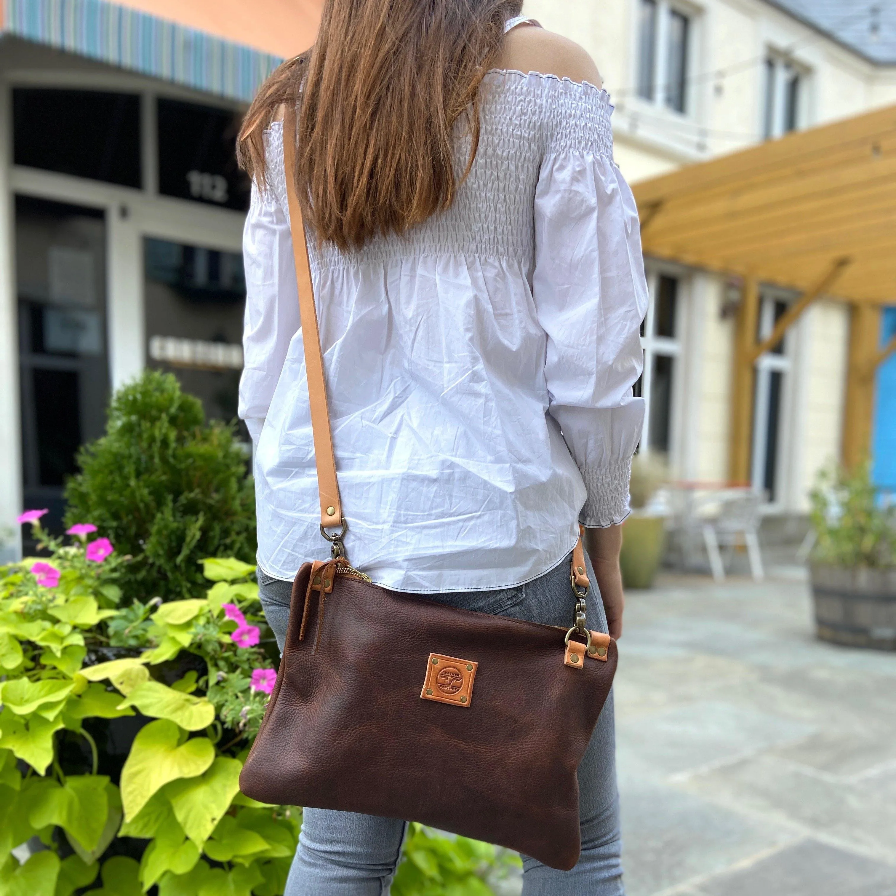 RTS- Leather Messenger Bag in Brown