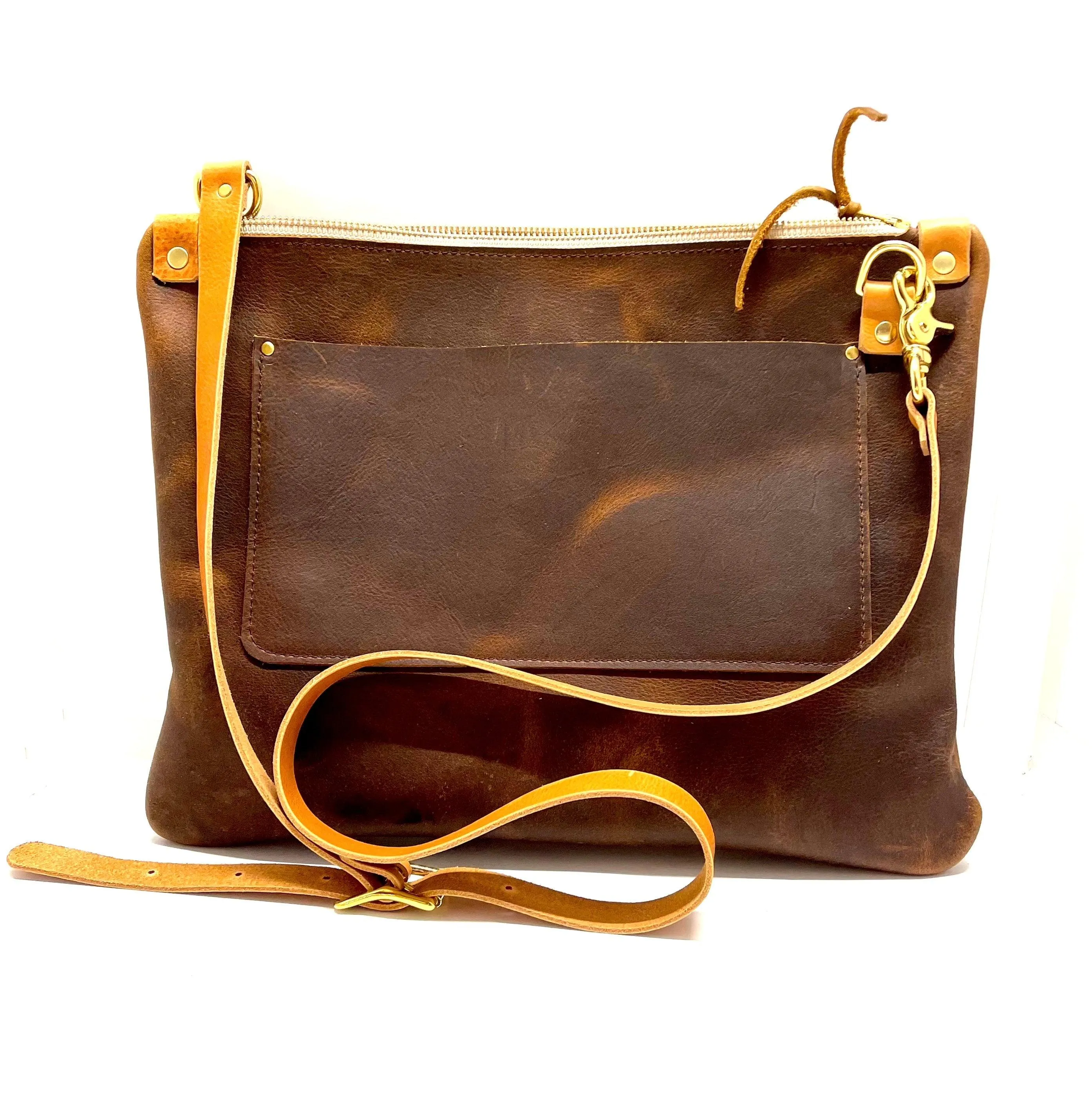 RTS- Leather Messenger Bag in Brown