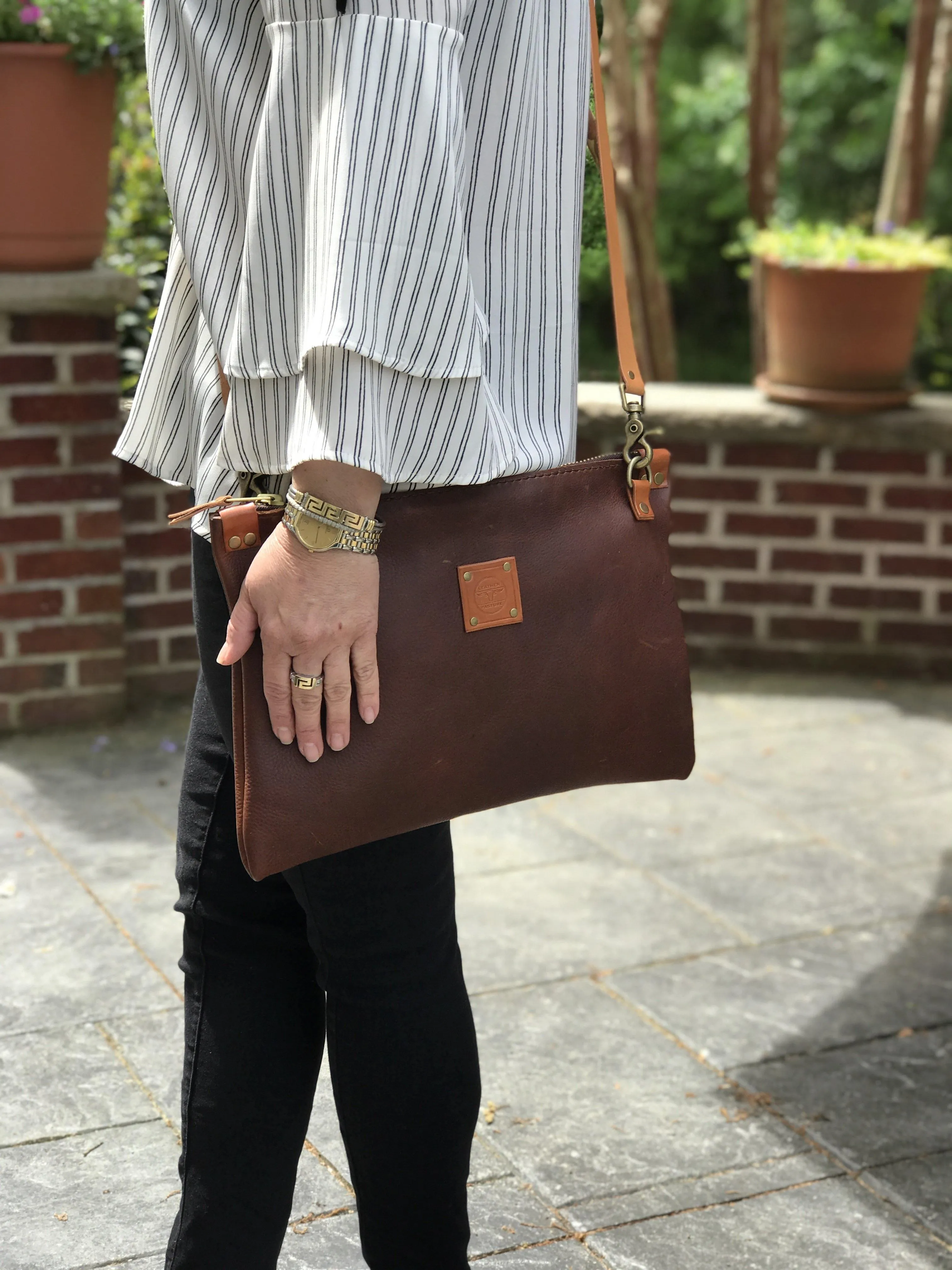 RTS- Leather Messenger Bag in Brown