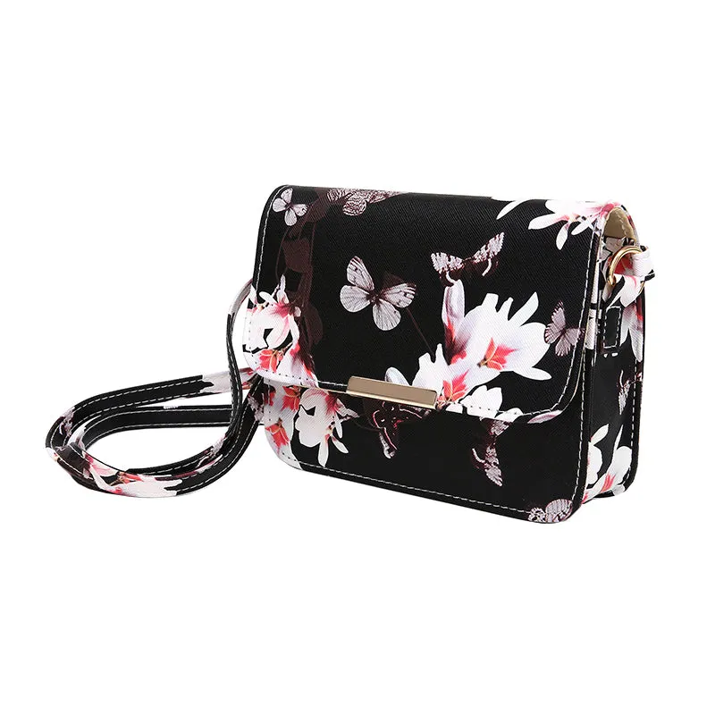 Women's 'Butterflies and Flowers' Small Shoulder Crossbody Bag