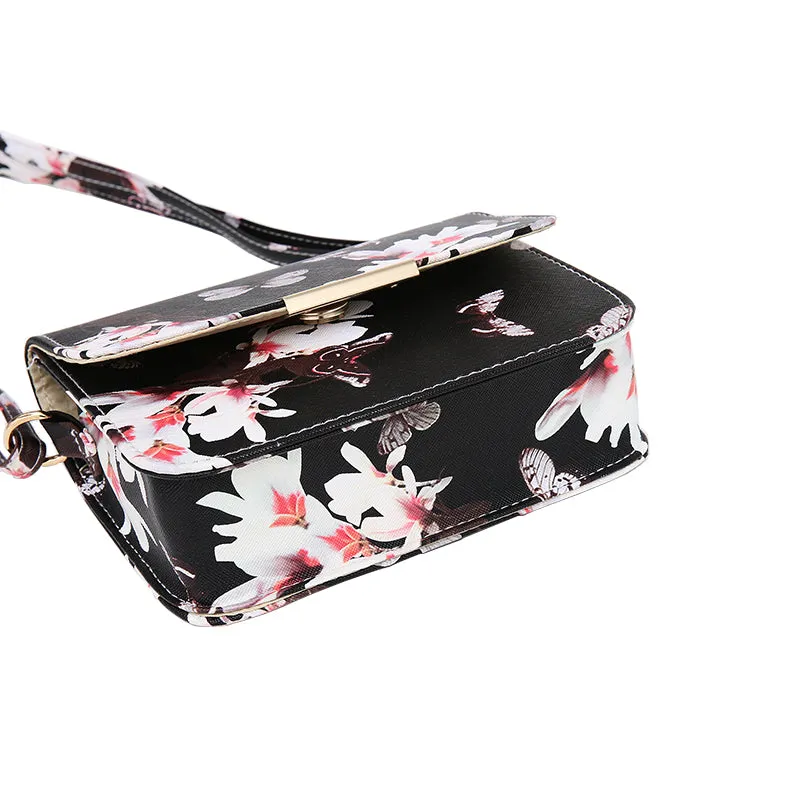 Women's 'Butterflies and Flowers' Small Shoulder Crossbody Bag