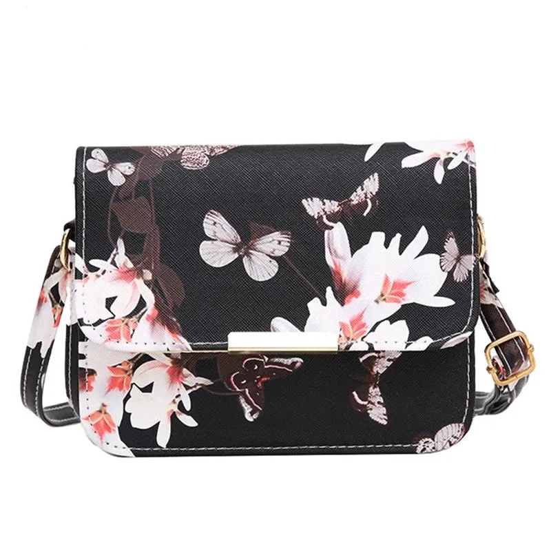 Women's 'Butterflies and Flowers' Small Shoulder Crossbody Bag