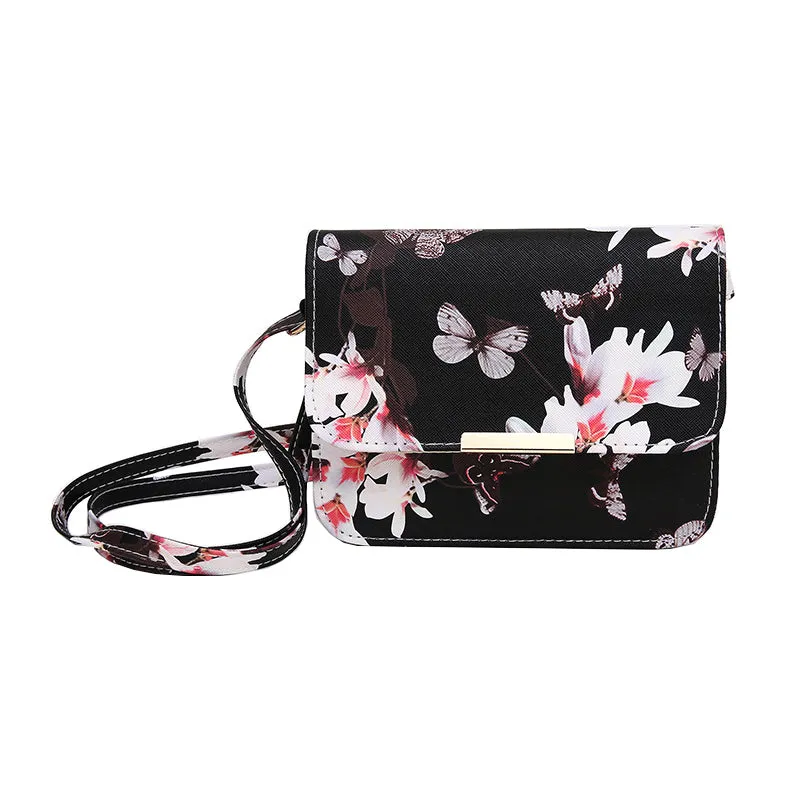 Women's 'Butterflies and Flowers' Small Shoulder Crossbody Bag