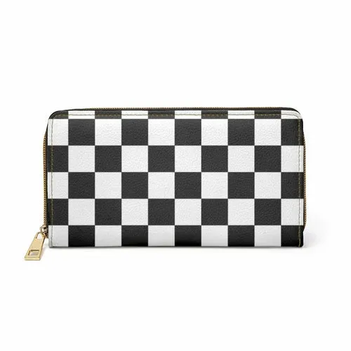 Wristlet Phone Wallet, Black and White Checker Style Purse