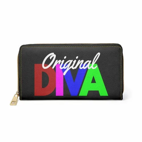 Wristlet Phone Wallet, Black Multicolor Original Diva Graphic Purse