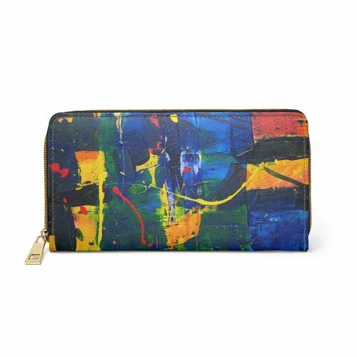 Wristlet Phone Wallet, Multicolor Abstract Paint Style Purse