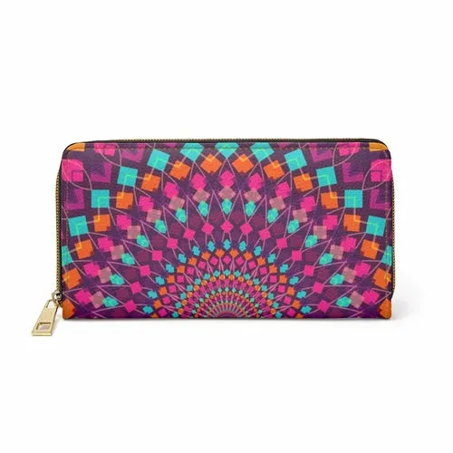 Wristlet Phone Wallet, Purple Kaleidoscope Style Purse