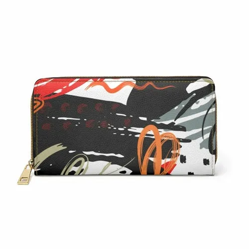 Wristlet Phone Wallet, Red and Black Multicolor Abstract Style Purse