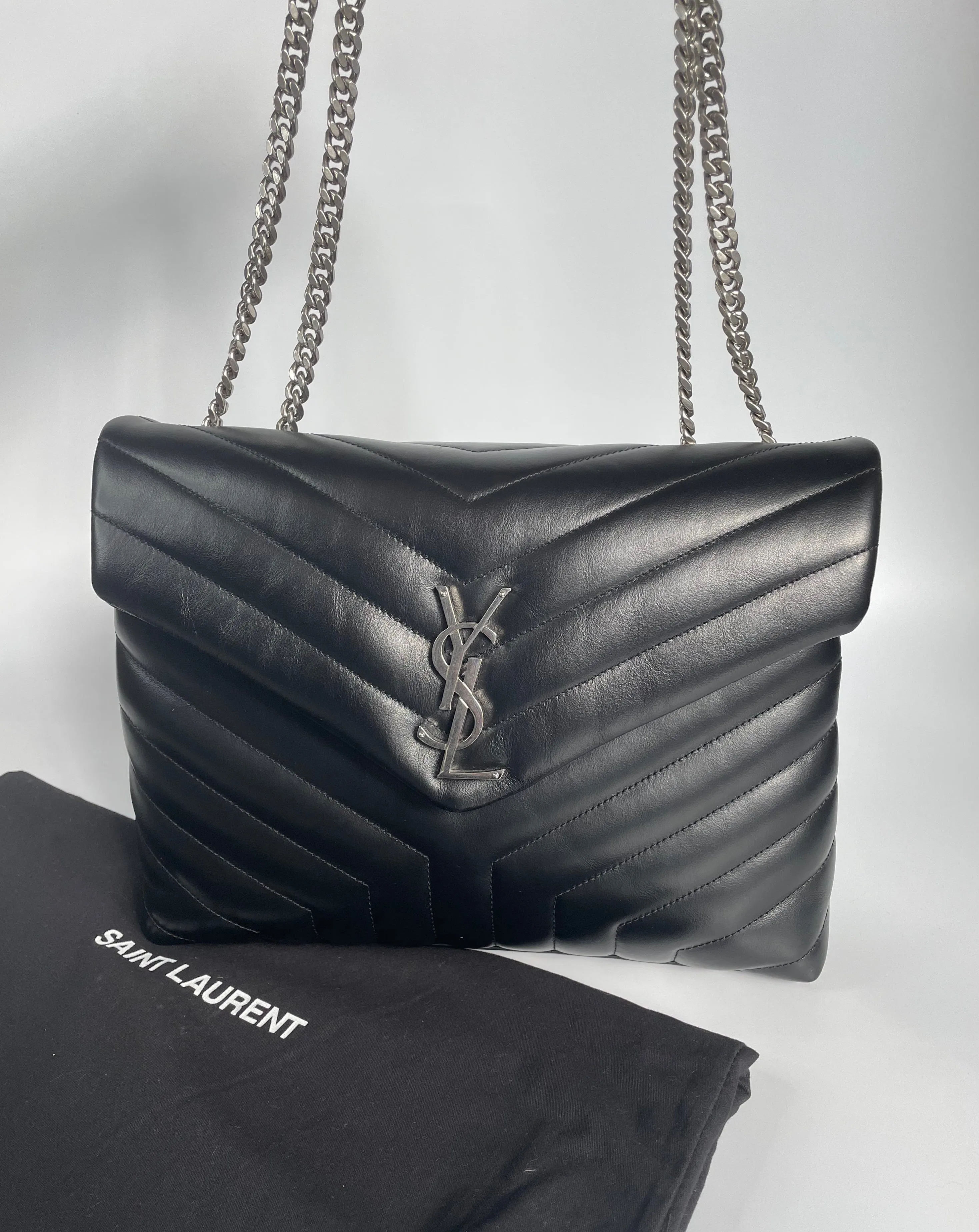 YSL | LOULOU MEDIUM CHAIN BAG | BLACK